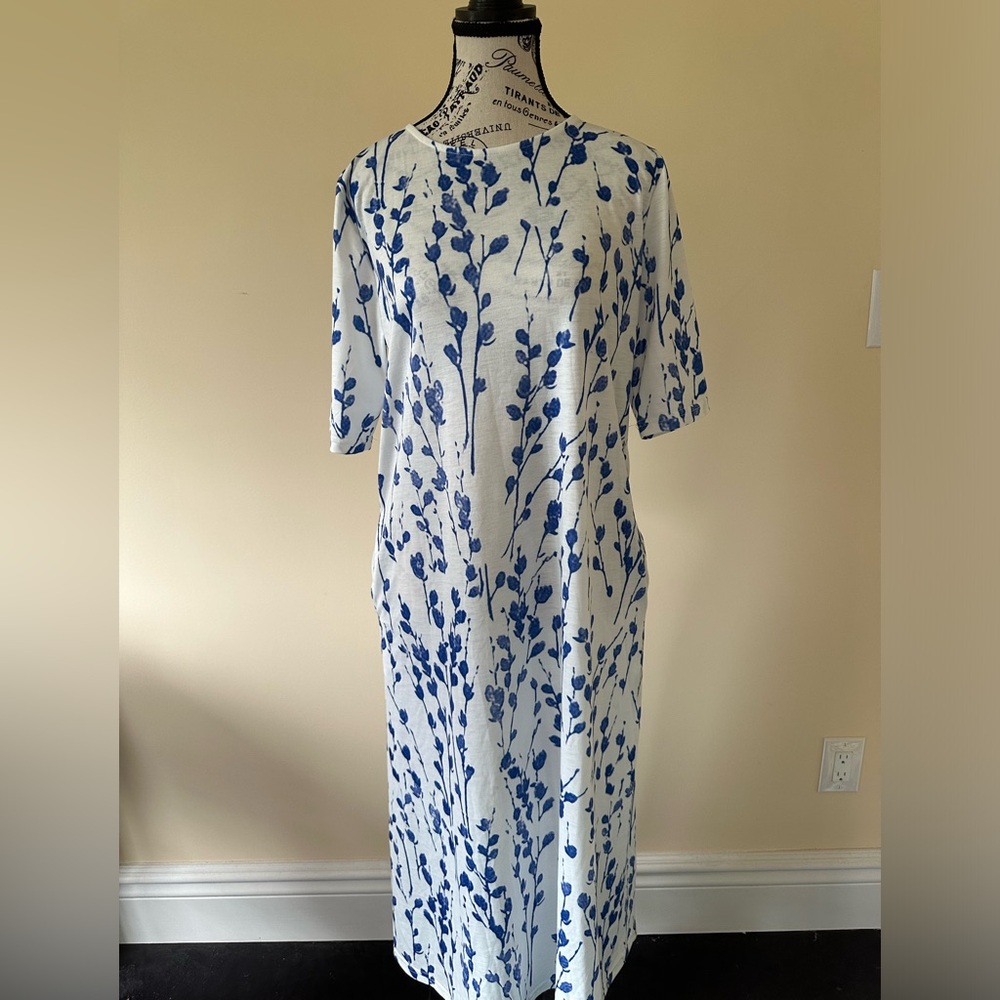 Blue and white summer dress